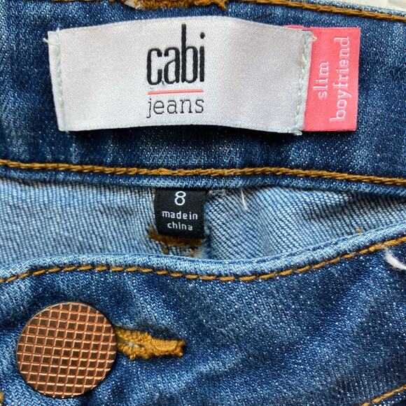 CAbi Slim Boyfriend Jean Size 8 Straight Leg Medium Wash - Picture 5 of 6